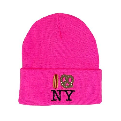 Hot Dog Pretzel NY Knit Beanie