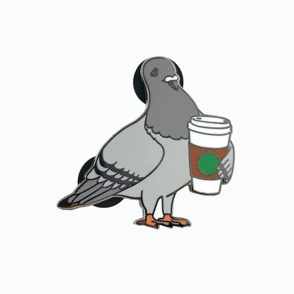 Coffee Pigeon Enamel Pin