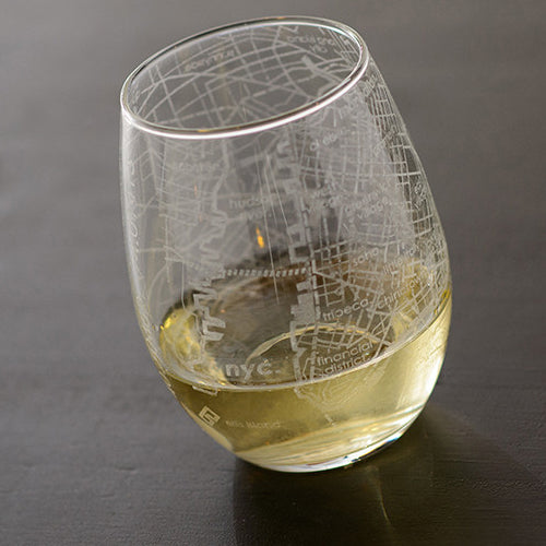 NYC Map Stemless Wine Glass