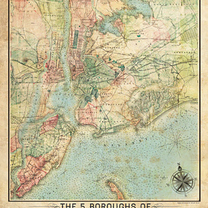 5 Borough NYC Vintage Remixed Print