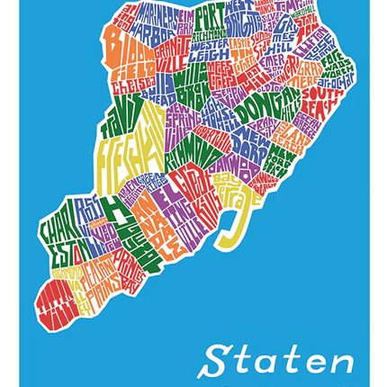 Staten Island Neighborhood Map Print